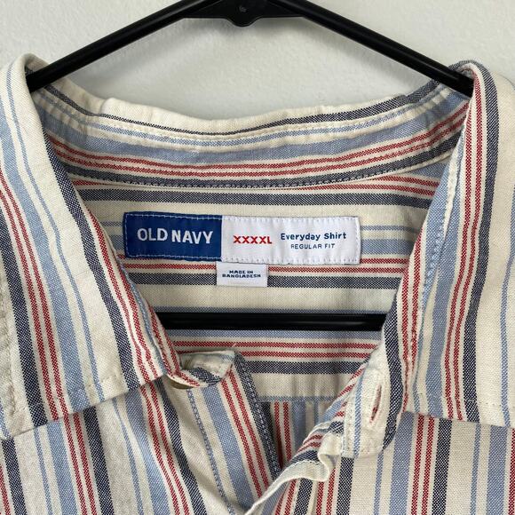 Old Navy Everyday Shirt Short Sleeve Button Down Regular Fit Striped Size XXXXL - Picture 3 of 8